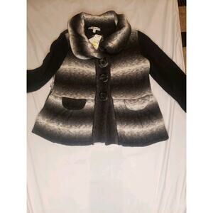 Avette Vintage Black & White Mohair Blend Button Cardigan Women's Size Large NWT